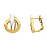 Boucles d'oreilles élégantes bicolores pour femme en or blanc et jaune 18 carats - 281672